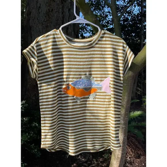 XS Upcycled Madewell Fish Striped Shirt - Picture 3 of 5